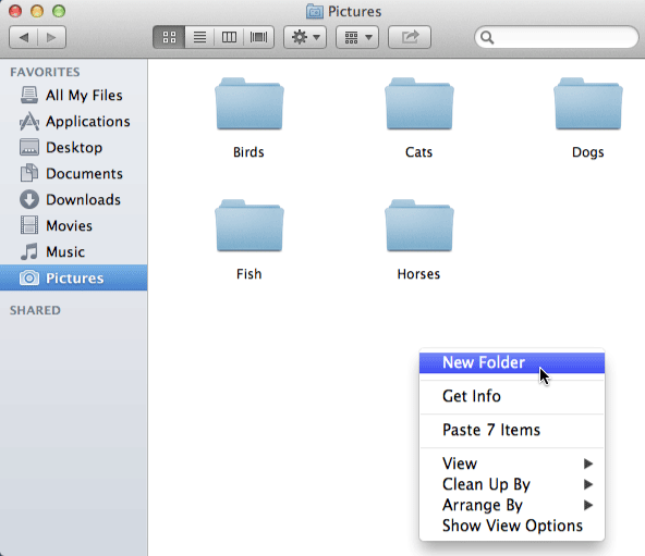 create a new folder for pictures on mac