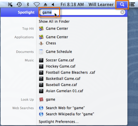 Screenshot of OS X Mountain Lion