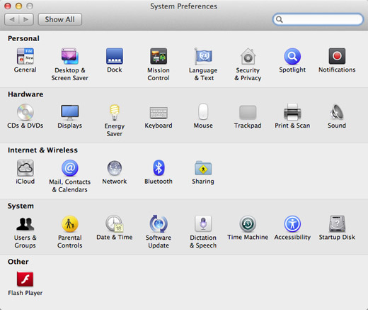 Screenshot of OS X Mountain Lion