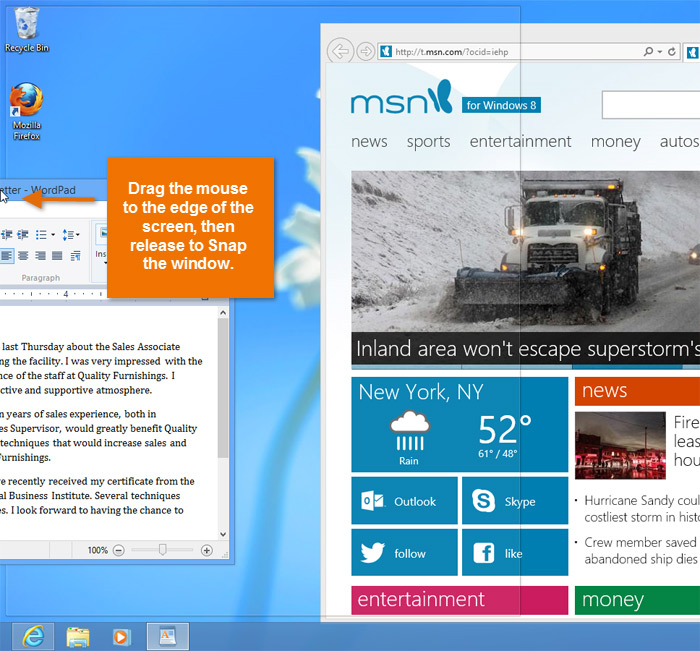 Screenshot of Windows 8