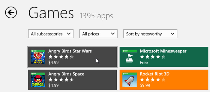 Windows 8.1 App Store: Install Games 