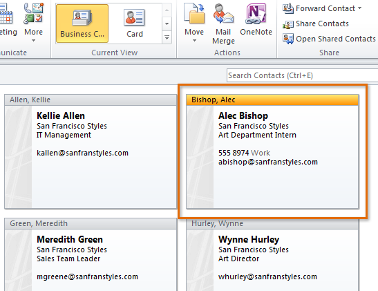 Screenshot aplikace Microsoft Outlook 2010