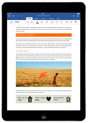 Screenshot of Office for iPad