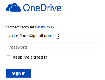 microsoft one drive log in