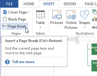 insert page break in word keyboard shortcut