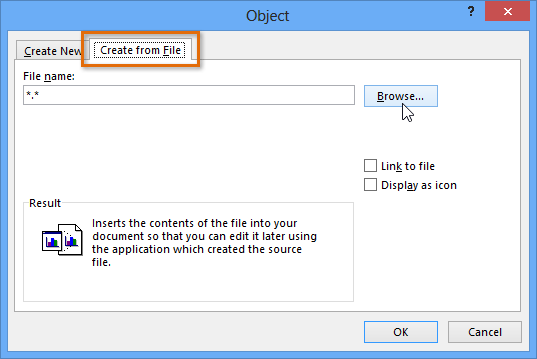 how to embed excel into word 2013