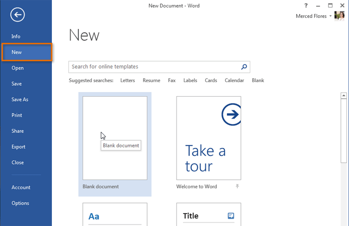 how to create a new document in pages