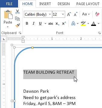 Screenshot of Word 2013