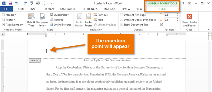 footer same as previous word 2013