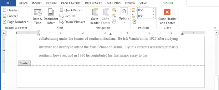 Screenshot of Word 2013