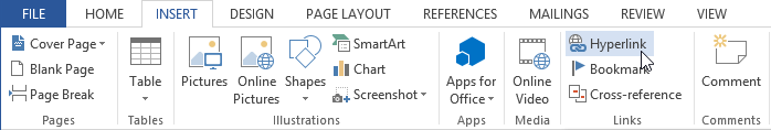 create a hyperlink in word 2013