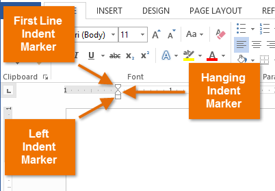 how to set first line indent in word 2013