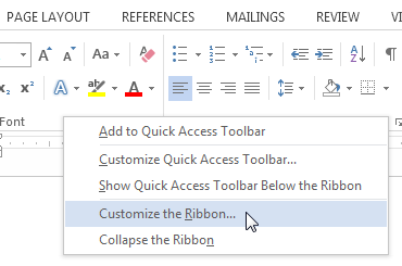 Word 2013: Customizing the Ribbon