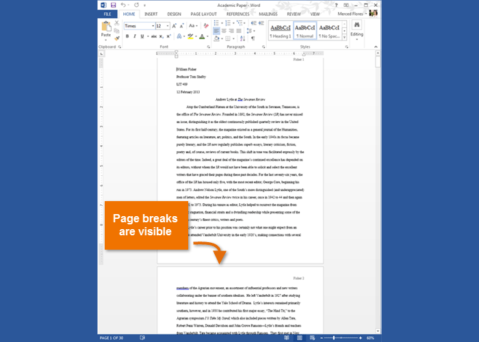 change page layout in word 2013