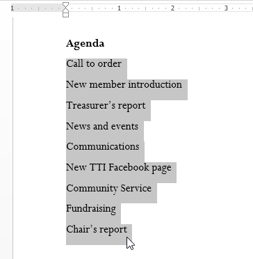 hot to put a list in alphabetical order in word writer