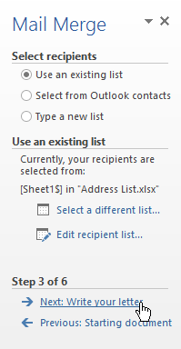 word 2013 mail merge from excel