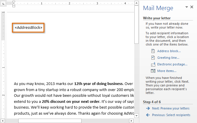 how to mail merge labels from excel to word 2013 video