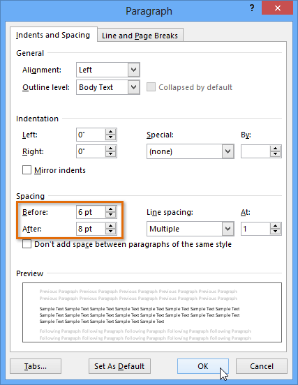 how to control vertical spacing between lines in word