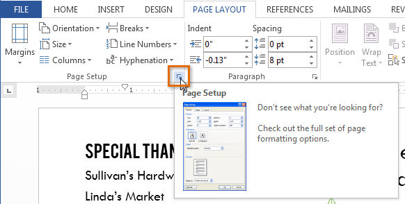 microsoft office layout options