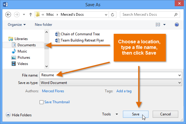 microsoft word file location