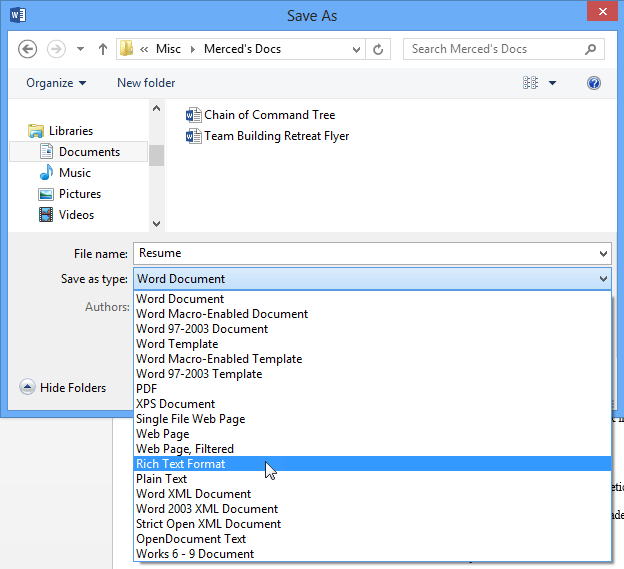 cannot save word document under same name