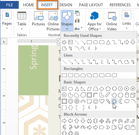 how to insert text in shapes in word