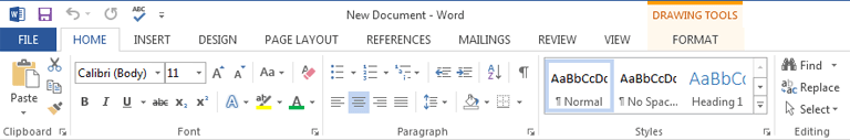 Screenshot of Word 2013