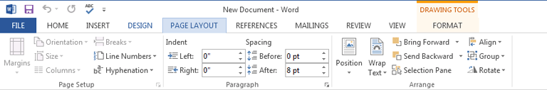 Screenshot of Word 2013