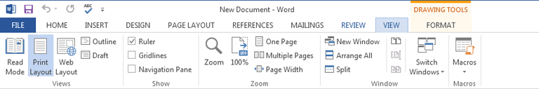 what is draft view in word 2013