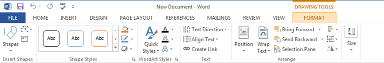 Screenshot of Word 2013