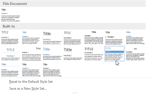 how to apply lines simple style set in word 2013