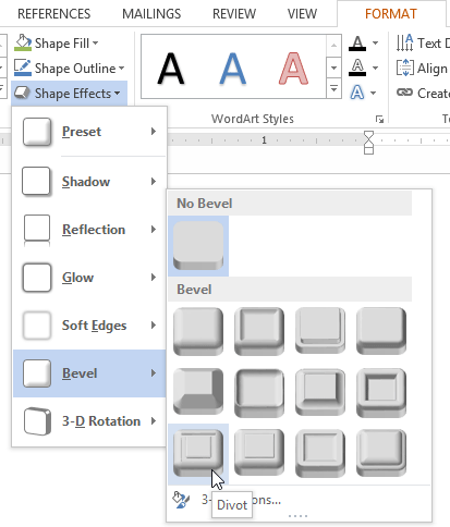 outline text effect in word 2013