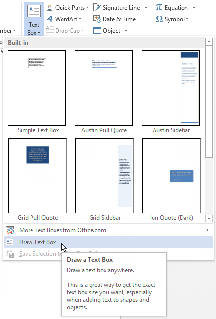 insert text field in word 2013