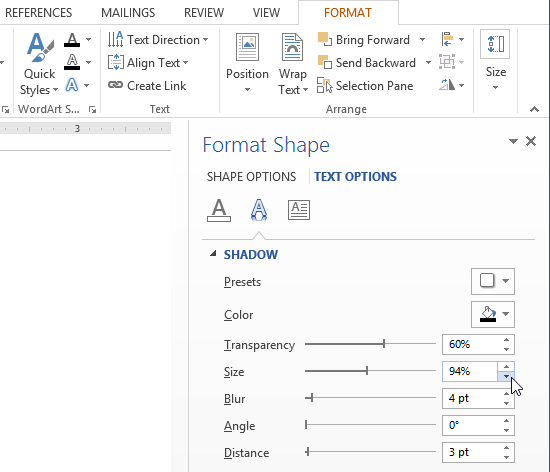 microsoft word art change shape