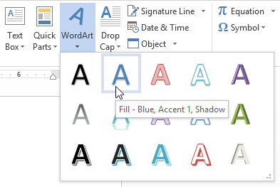 Screenshot of Word 2013