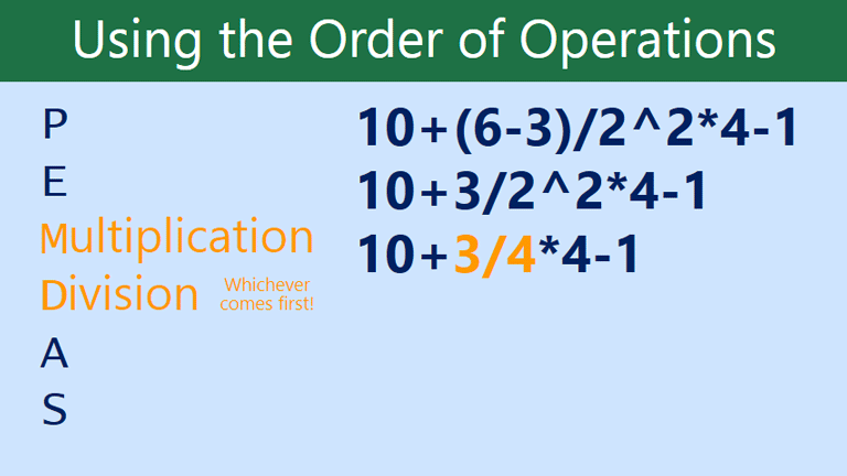 In math problems, calculate the values within the brackets first