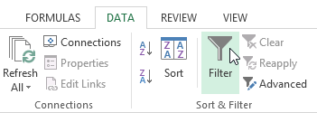 Ảnh chụp màn hình của Excel 2013