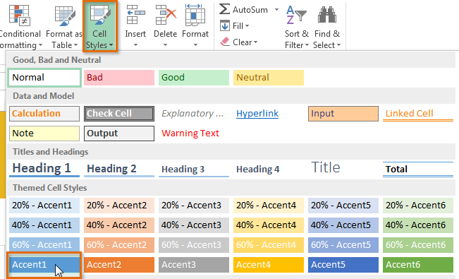 Screenshot of Excel 2013