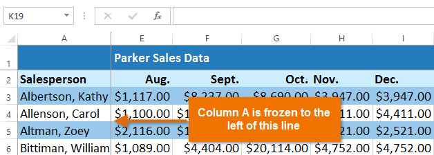 freeze frame in excel 2013