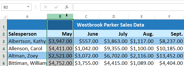 Screenshot of Excel 2013