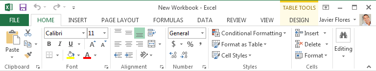 Screenshot of Excel 2013