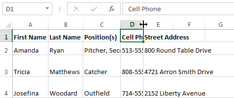 Excel 2013 Modifying Columns Rows and Cells