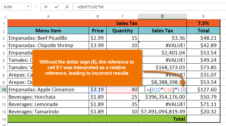 relative cell reference excel 2016 add