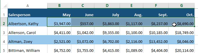 Screenshot of Excel 2013