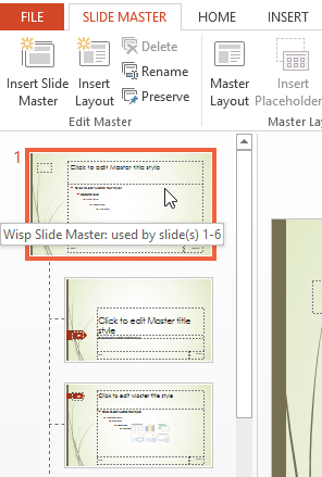 editing slide master in powerpoint 2016