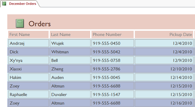 Zrzut ekranu programu Access 2013