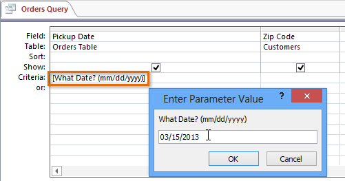 ms access queries criteria