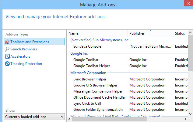 screenshot of Internet Explorer 11