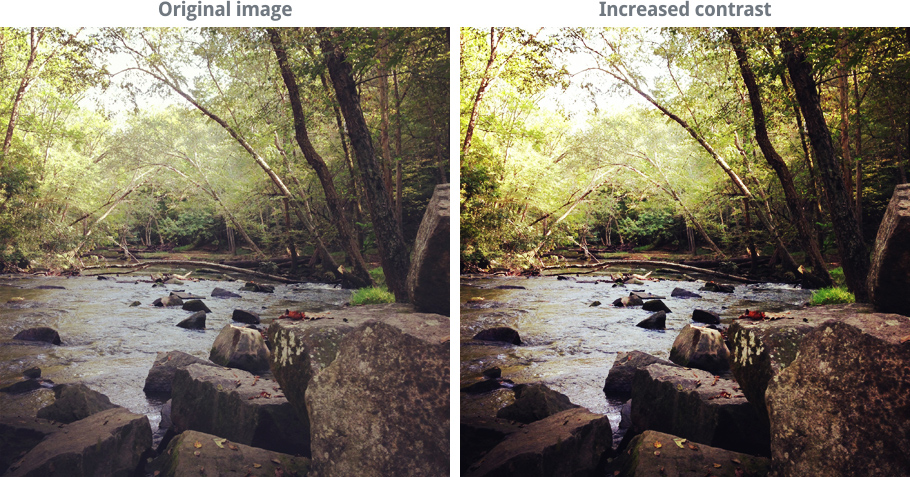 image comparing varying levels of contrast