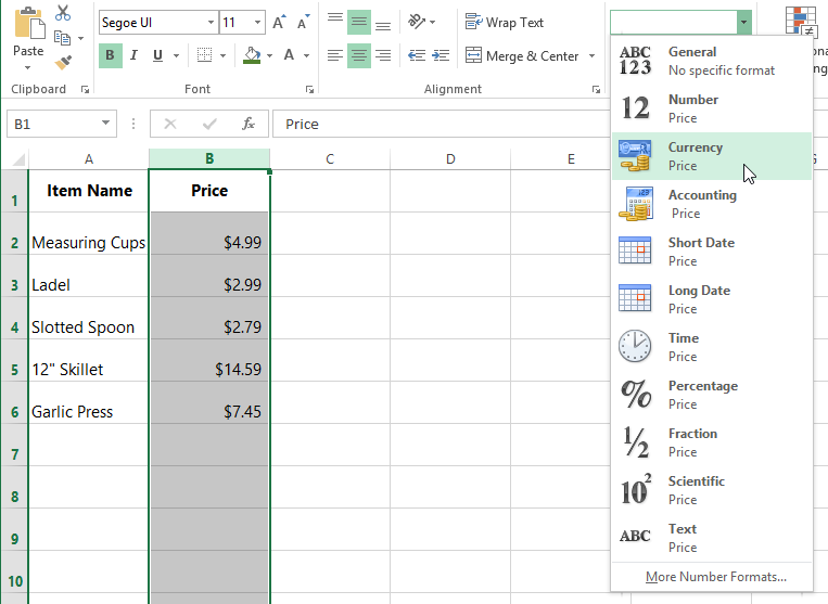 zrzut ekranu programu Excel 2013